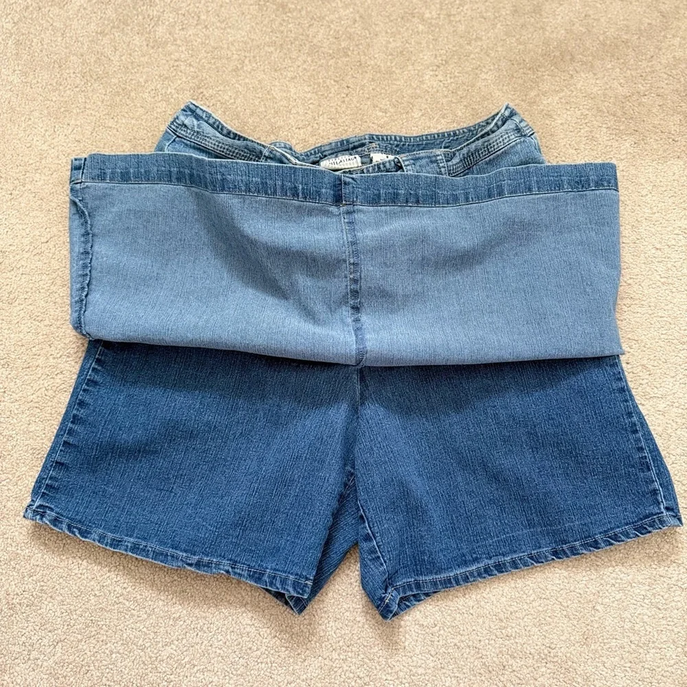 Vintage White Stag Blue y2k Denim Mini Skirt Skort with Button-Flap Pockets Sz 6